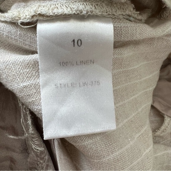 Pure Collection Womens Linen Pants Trousers Striped Beige Neutral size 4 Reg - Picture 5 of 7